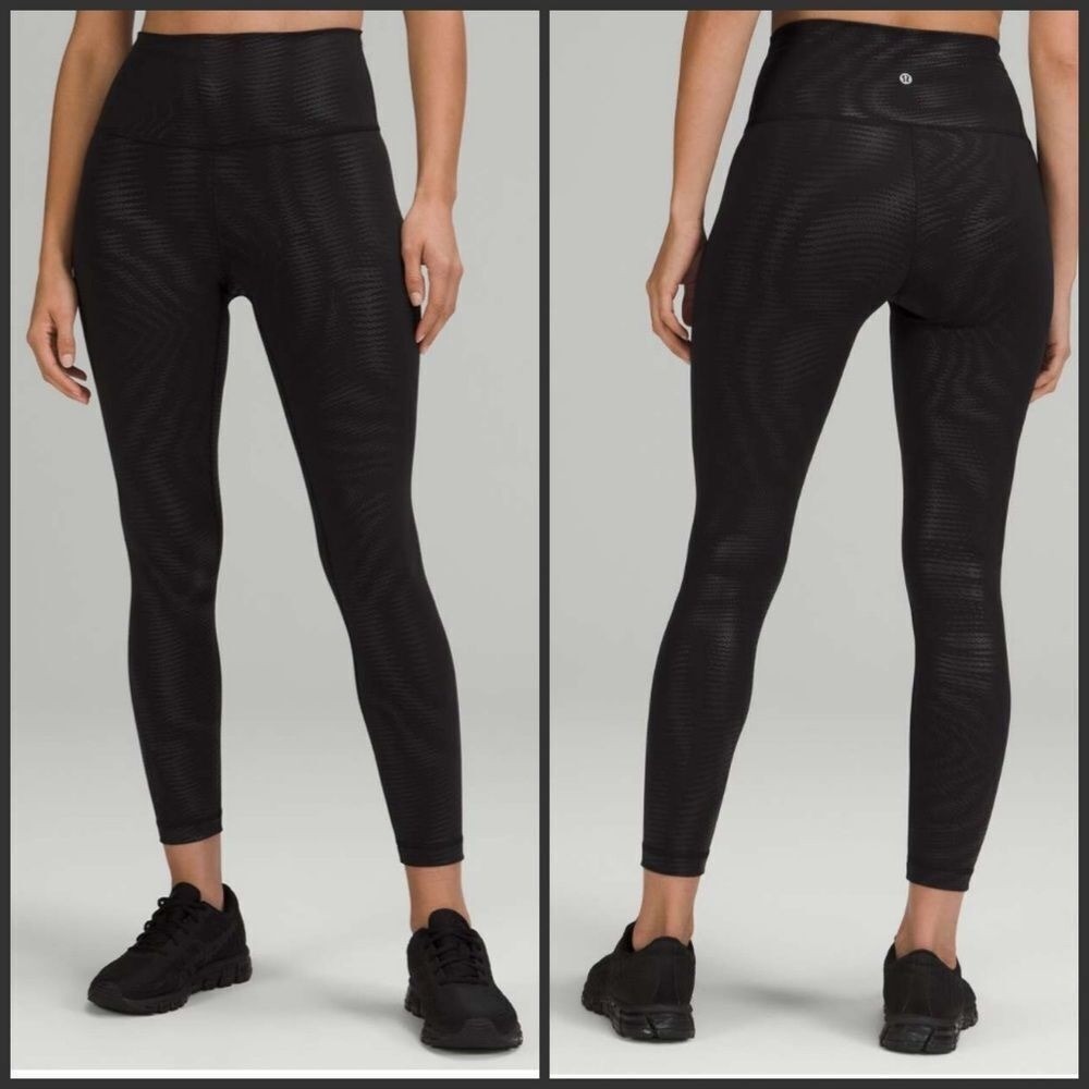 Lululemon Wunder Train High-Rise Tight 25" Foil‎ size 4 Foil Black NWT